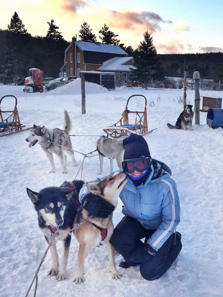 Thanking the dogs for a had day's work in Montreal