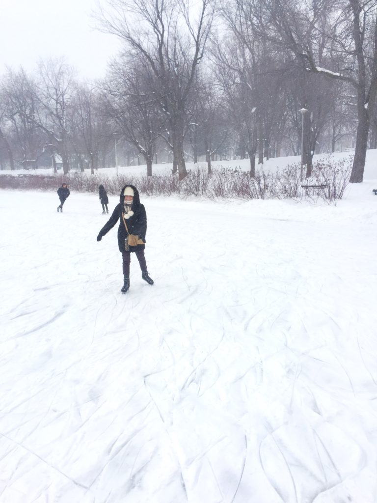 Skating in La Fontaine Park, Montreal