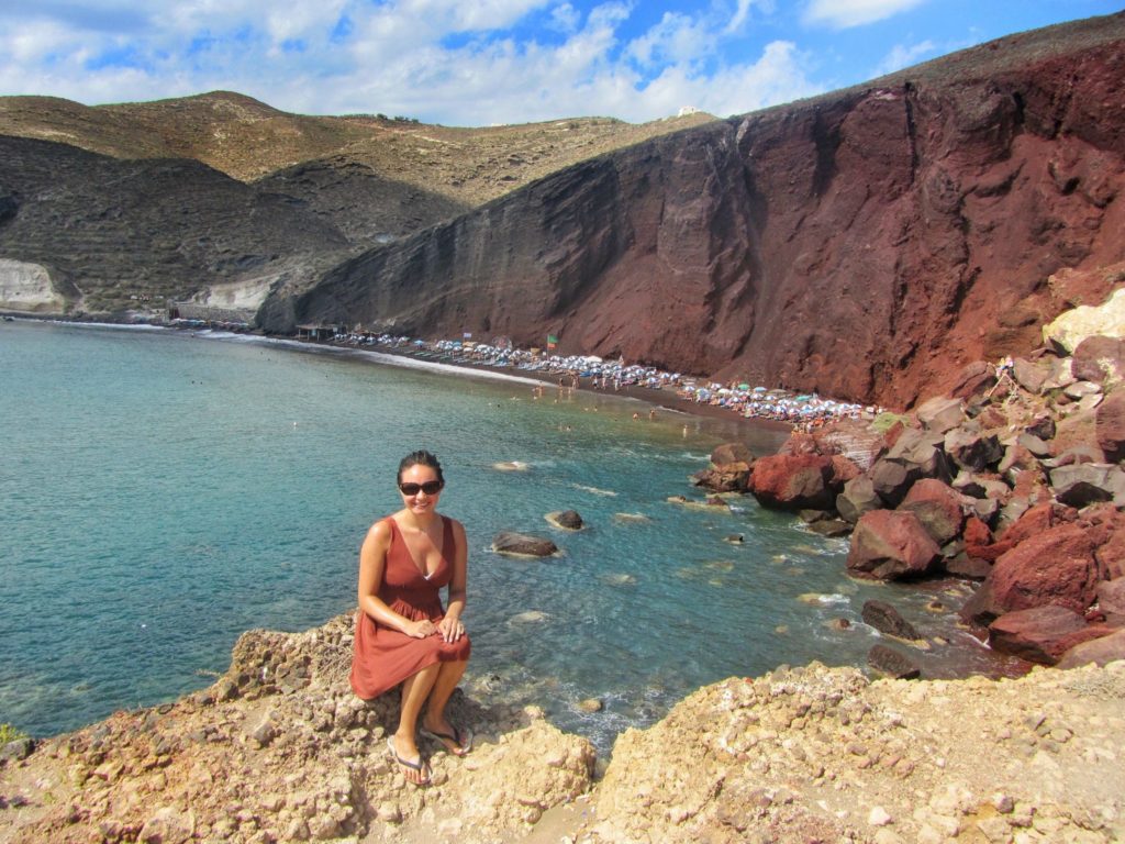 Check out these views down to the red beach, Santorini