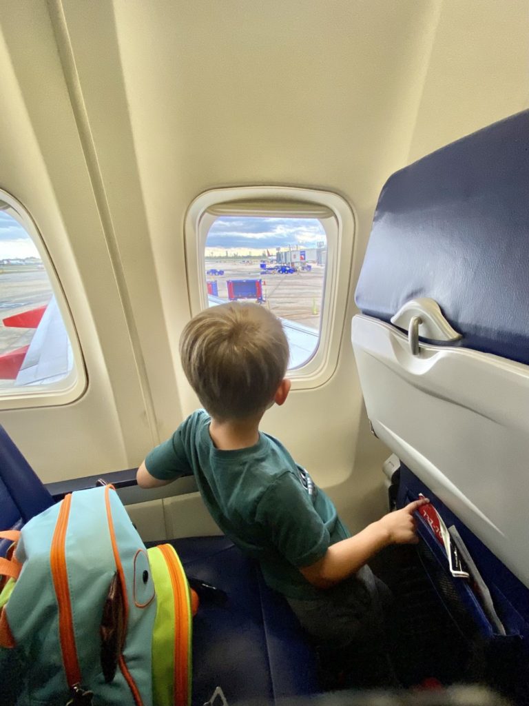 Child on airplane
