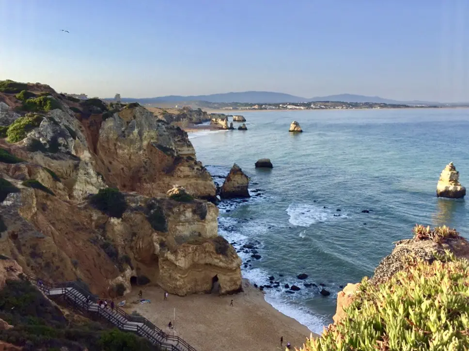 Algarve, Portugal Itinerary With Kids, the stairs down to Praia do Camilo