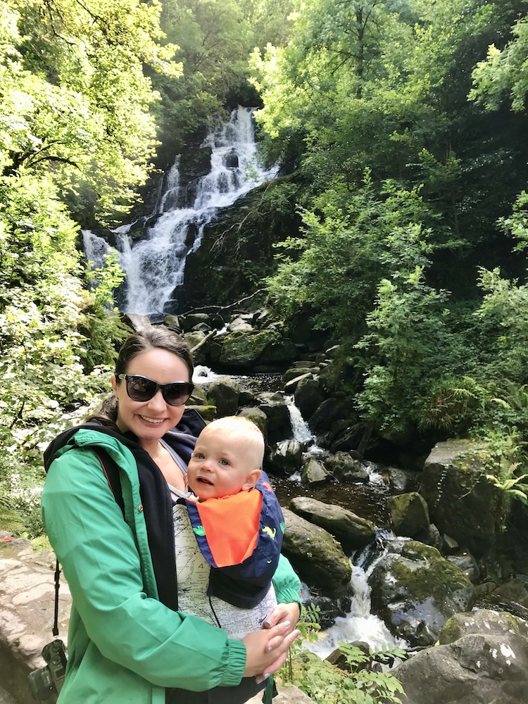 Mom and baby at Torc Waterfall Killarney Ireland